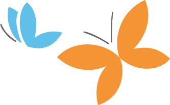 blue and orange butterfly graphic